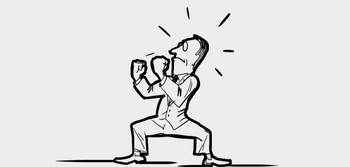 cartoon sketch of someone taking up defensive stance