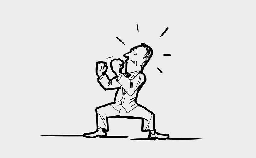 cartoon sketch of someone taking up defensive stance