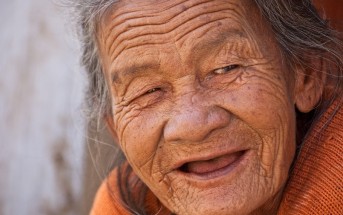 very old woman smiling