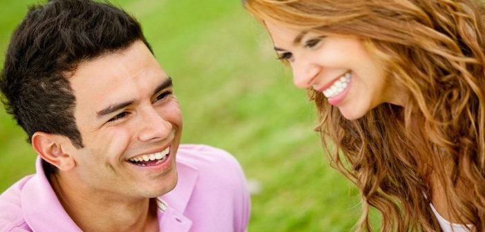 couple laughing together