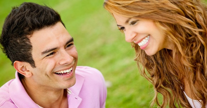 couple laughing together