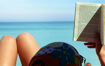 woman reading beach