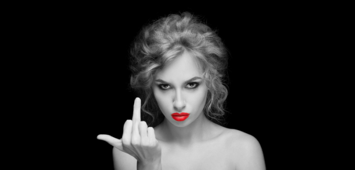 woman giving middle finger