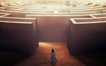 woman entering maze - concept of self-improvement