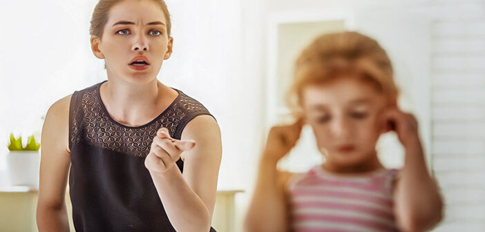 woman shouting at toddler - concept of psychological displacement