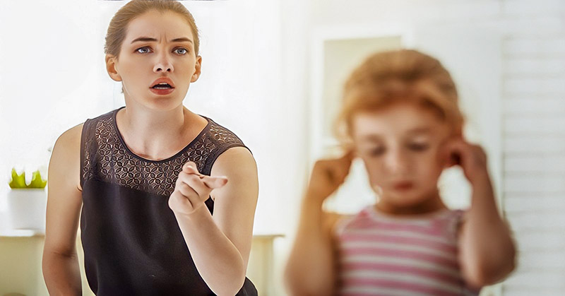 woman shouting at toddler - concept of psychological displacement