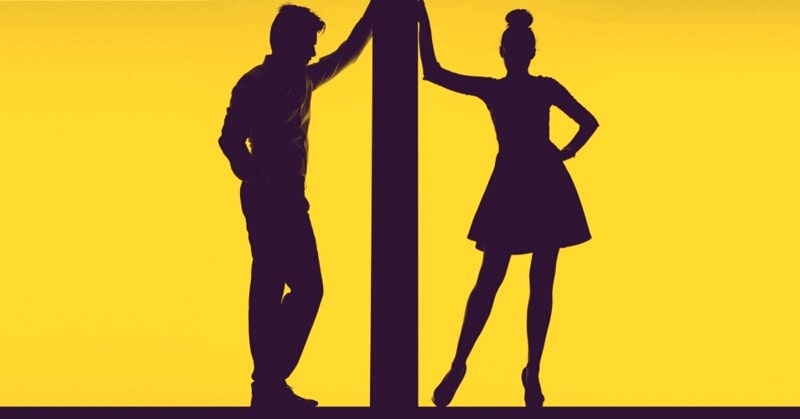 silhouette of couple separated by a wall - concept of relationship boundaries