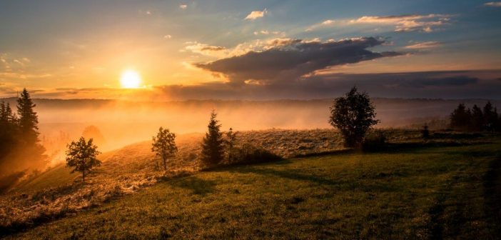 sunrise over countryside