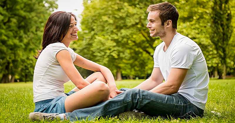 young man telling woman that he likes her