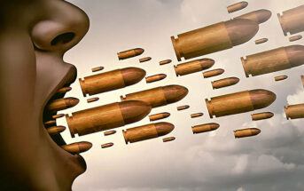 illustration of bullets coming out of mouth to symbolize a mean and rude person