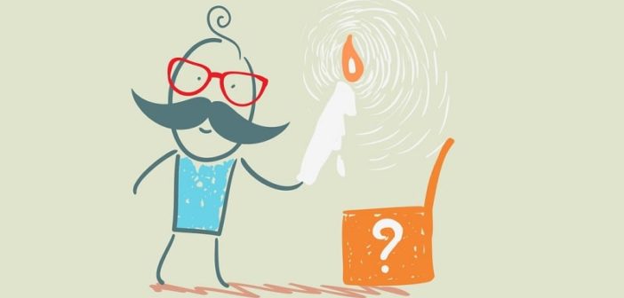 illustration of a man looking in a box with a question mark on it - indicating questions about life