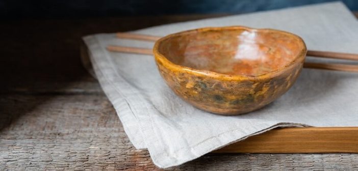 Hand crafted Japanese bowl symbolizing the art of Wabi-Sabi