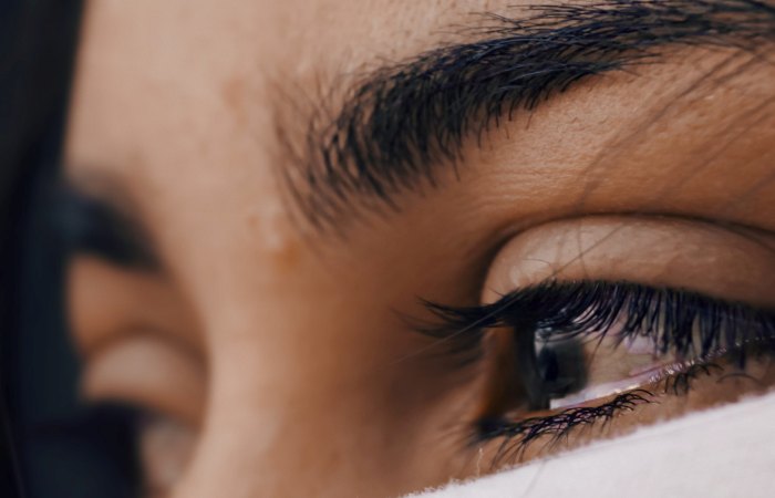 closeup of tearful eye