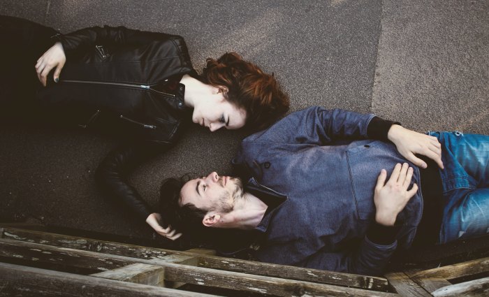 couple lying on ground