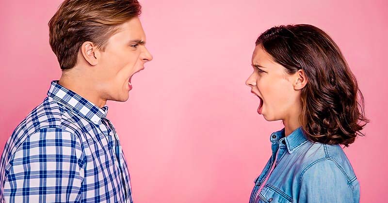 angry couple shouting at each other in their relationship