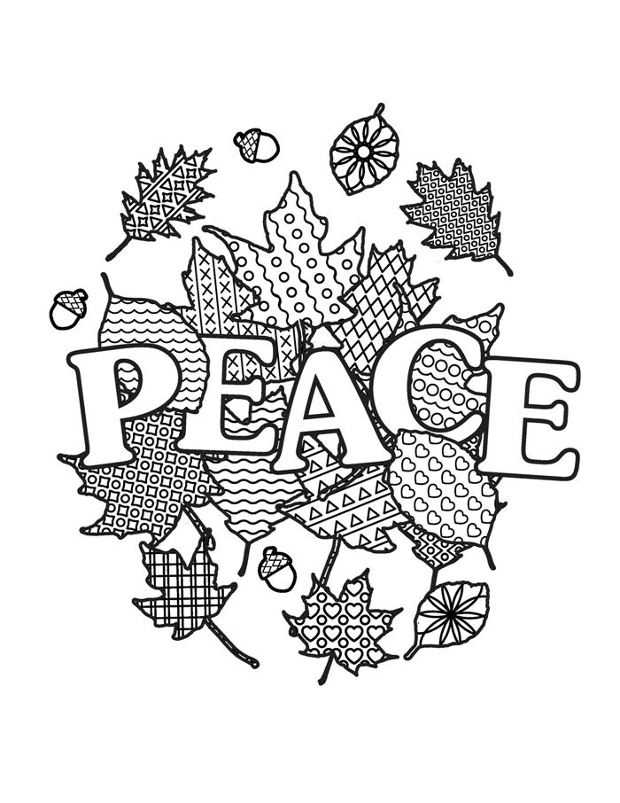 peace adult coloring page