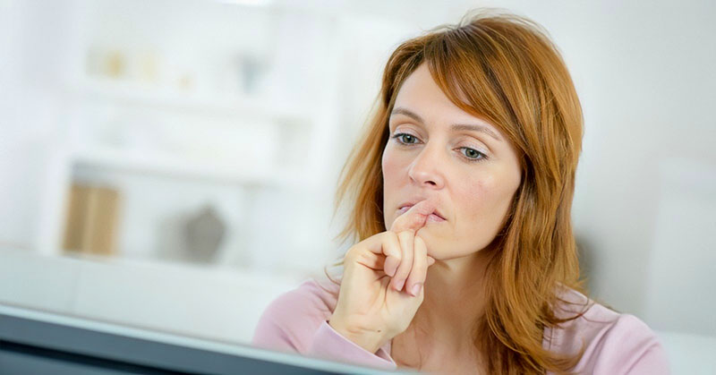 pensive woman thinks she is a bad person