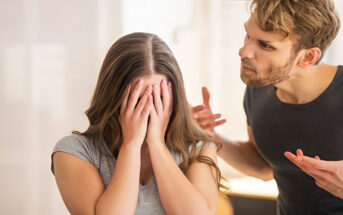 a husband showing anger and irritation toward his wife