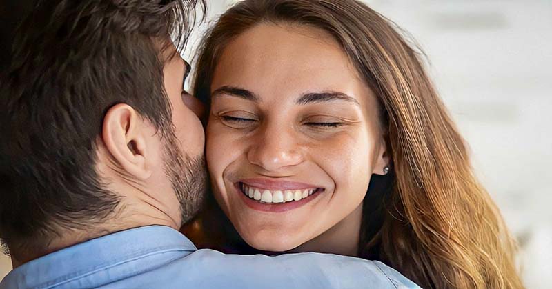 couple hugging illustrating the physical touch love language