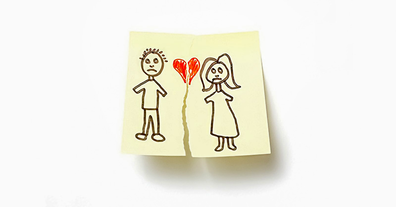cartoon illustration of the breakup of a long term relationship