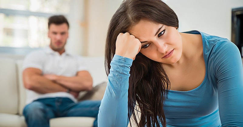 woman upset at partner and repeating bad relationship patterns