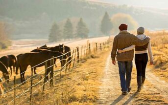 couple walking in countryside