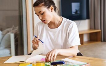 ambitious young woman studying hard