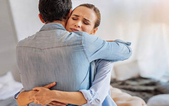 relieved woman hugging her partner after making the relationship work