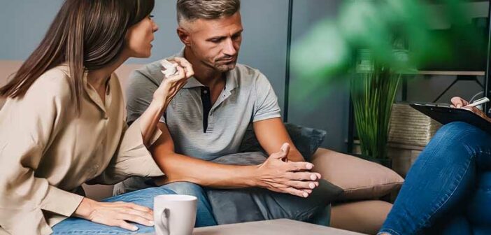 couple in counseling to discuss the details of infidelity