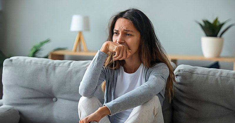 young woman feeling guilty after a breakup