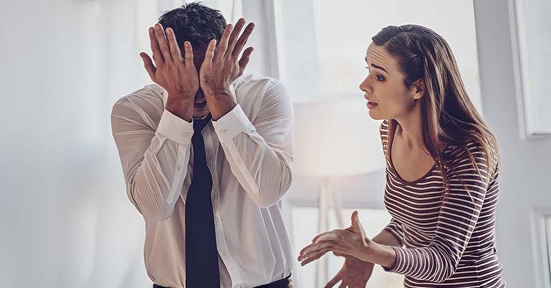 woman being mean to her boyfriend by shouting at him