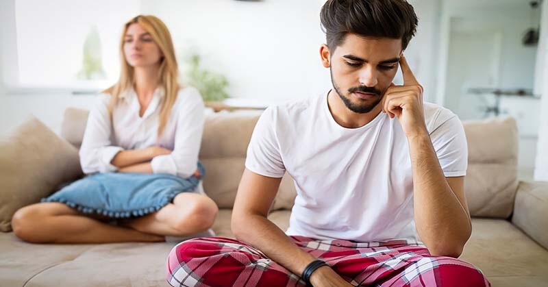 man looking forlorn because he doesn't love his wife anymore