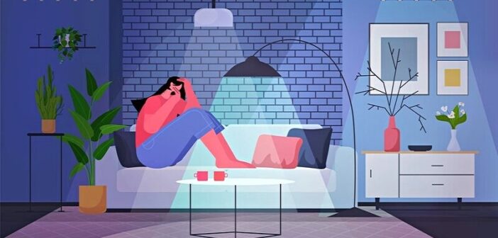 illustration of lonely woman at home that doesn't feel like home to her