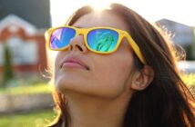 woman wearing yellow sunglasses