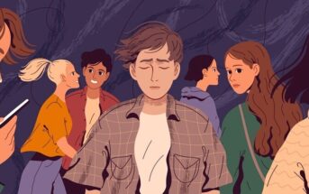 illustration of lonely man in crowd thinking "love isn't for me"