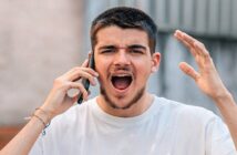 man shouting down the phone saying things he doesn't mean