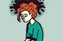 illustration of woman with mental health issues who wants bad things to happen to her