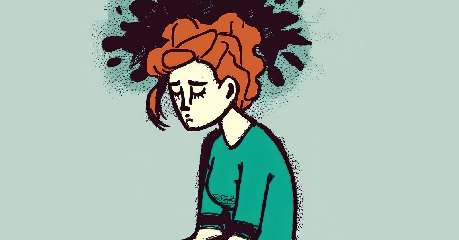 illustration of woman with mental health issues who wants bad things to happen to her