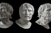 bust of Seneca on black background