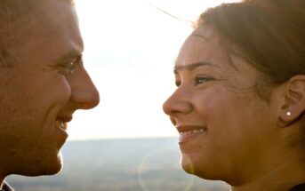 man and woman gaze into each other's eyes as a type of intimacy