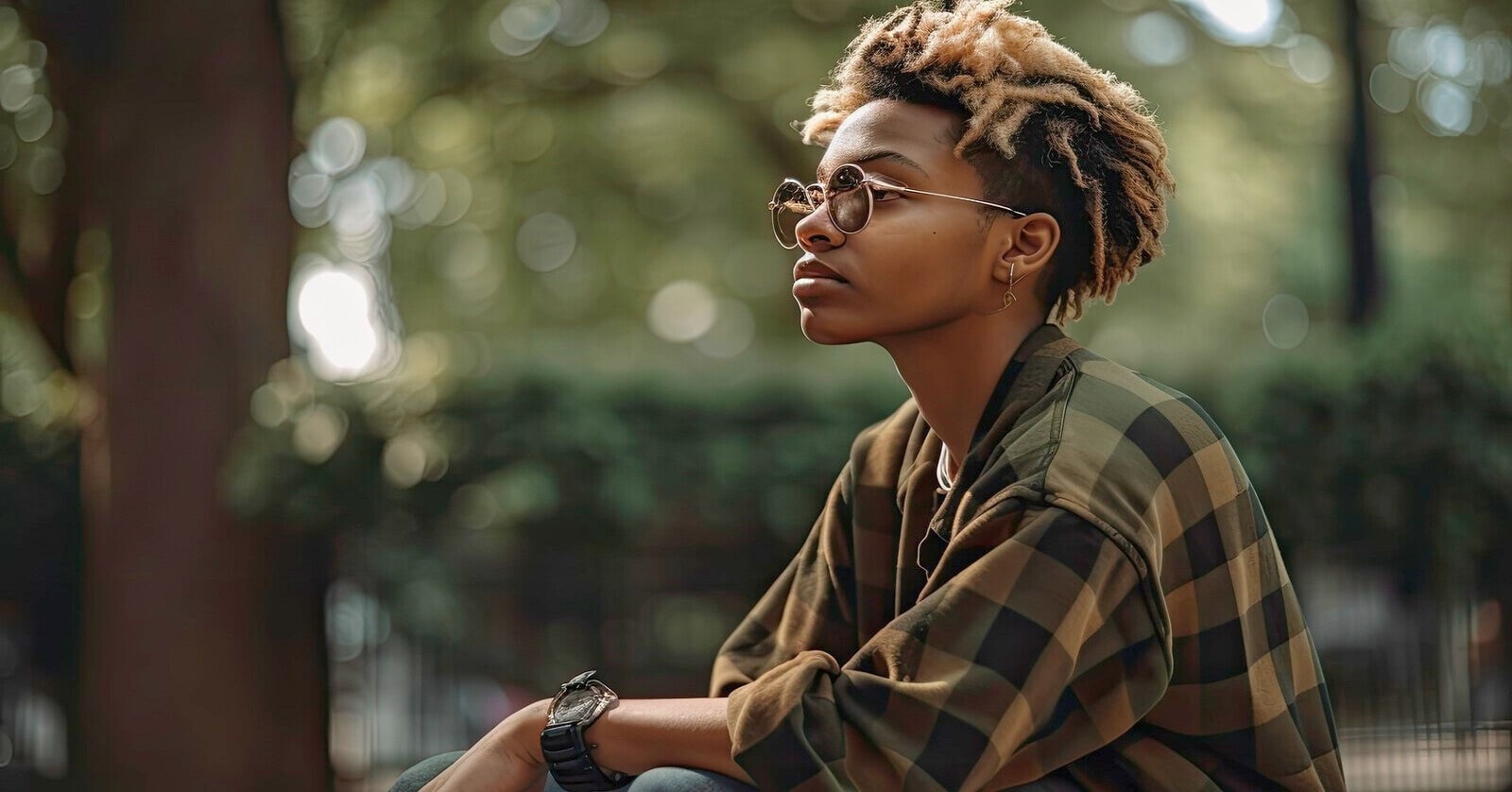 young black woman with a thoughtful look on her face