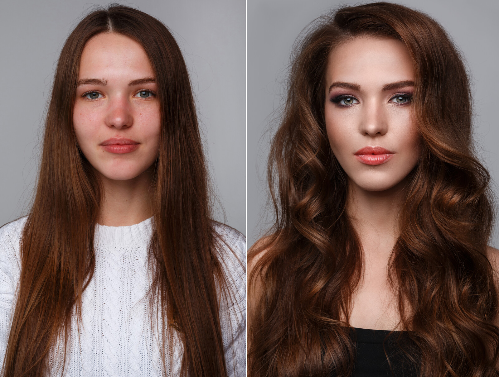 woman before and after photoshoot and photoshop