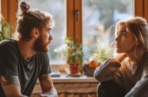 woman looking upset at her boyfriend who has just said something disrespectful to her
