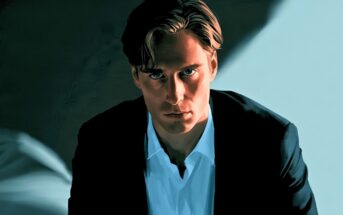 An illustration of a man with light hair and a serious expression, wearing a dark blazer over a light shirt.