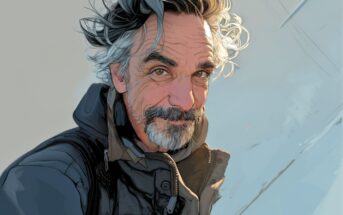 A middle-aged man with gray, windswept hair and a salt-and-pepper beard, wearing a dark jacket, smiles slightly while looking into the camera against a muted, light-colored background.