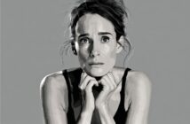 A grayscale digital illustration of a woman with a worried expression, resting her chin on her hands. She has dark hair pulled back and is wearing a sleeveless top, set against a plain gray background.