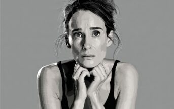 A grayscale digital illustration of a woman with a worried expression, resting her chin on her hands. She has dark hair pulled back and is wearing a sleeveless top, set against a plain gray background.